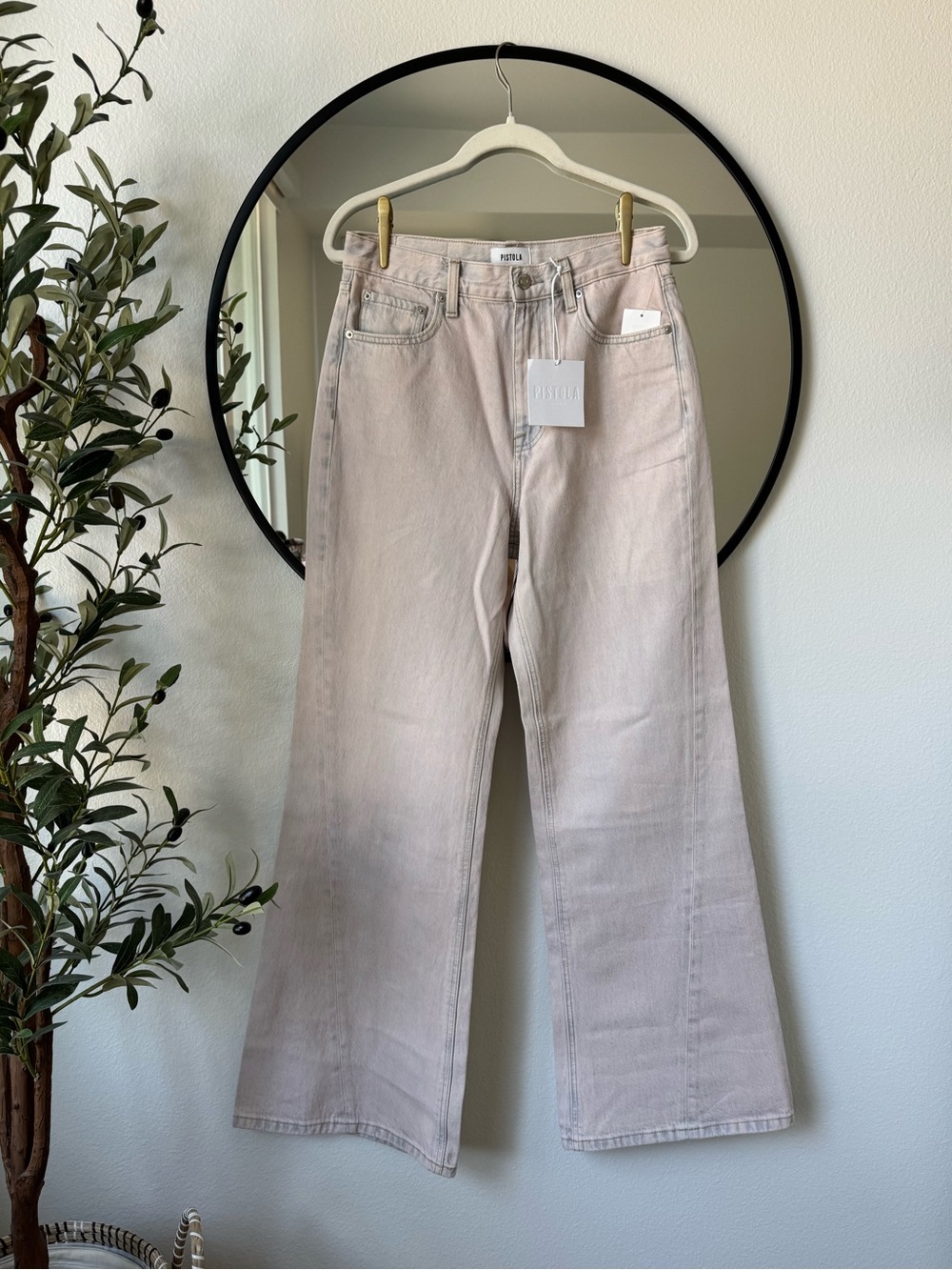Pistola Ruby Pink Lemonade High Rise Palazzo Wide-Leg Jeans 28